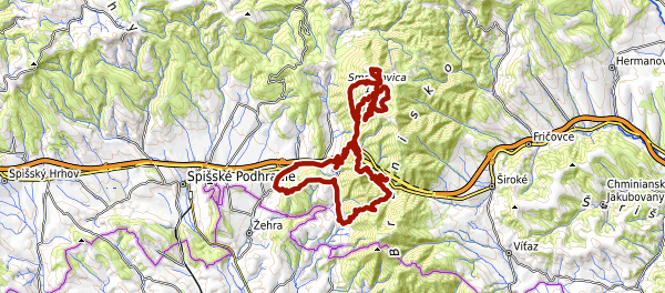 Mapa trasy Branisko