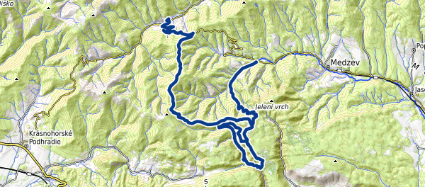 Mapa trasy Smolník Skorušina Bodovka Hačavské sedlo Zádielska dolina Hačavské sedlo Čierna Moldava
