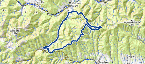 Mapa trasy Smolník - Kloptaň