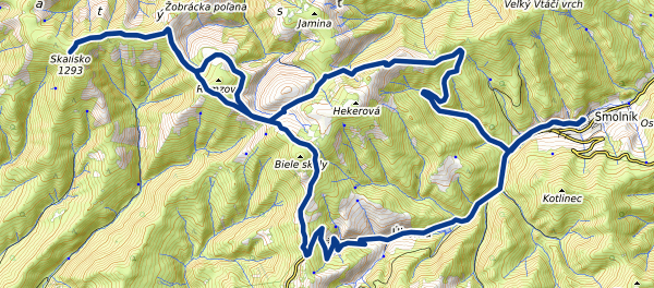 Mapa trasy Smolník - Skalisko