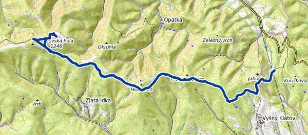 Mapa trasy Kojšovská hoľa z Jahodnej