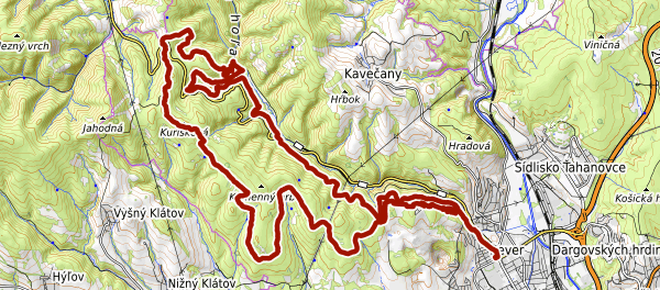 Mapa trasy Čermel - Hupiky - Michalkov - Veverička - Michalkov - Lesmír