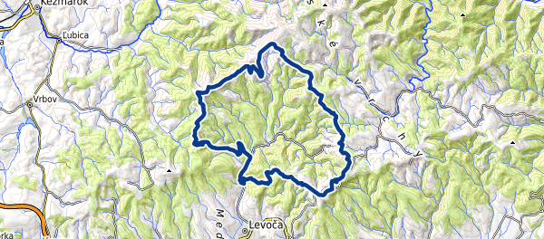 Mapa trasy Levočské vrchy