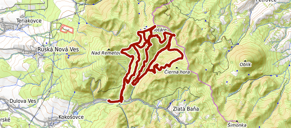 Mapa trasy Slanské vrchy - sever